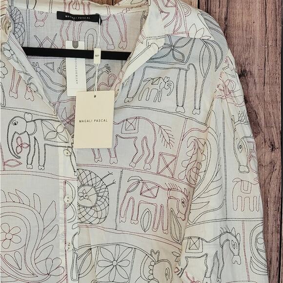 NWT Magali Pascal Anthropologie Puff Sleeve Buttondown Sz L - Picture 5 of 13